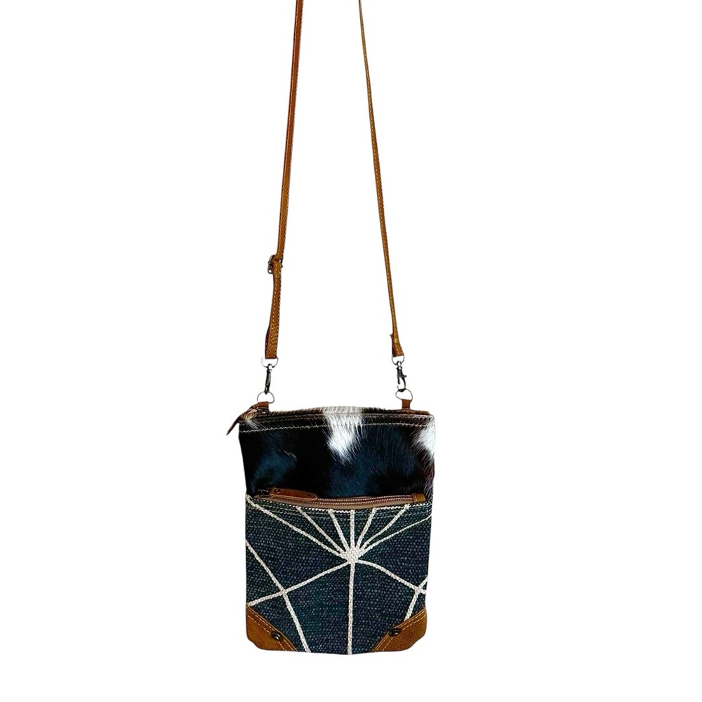 Myra Bag Crossbody cow hair leather and canvas purse